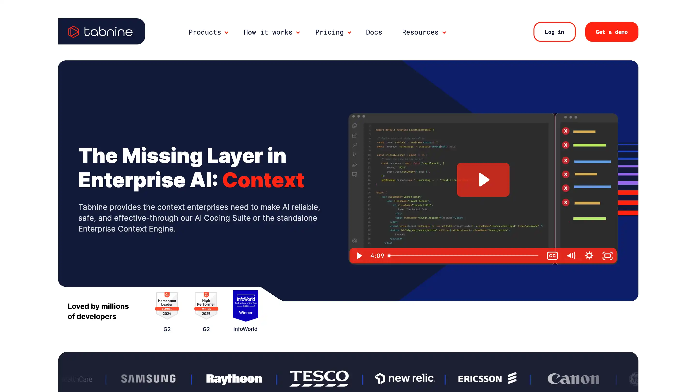 Скриншот интерфейса Tabnine